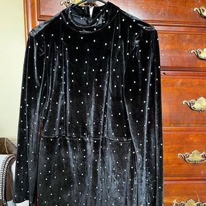Black velvet dotted turtleneck free people dress